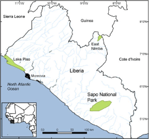 Location of Sapo National Park in Liberia